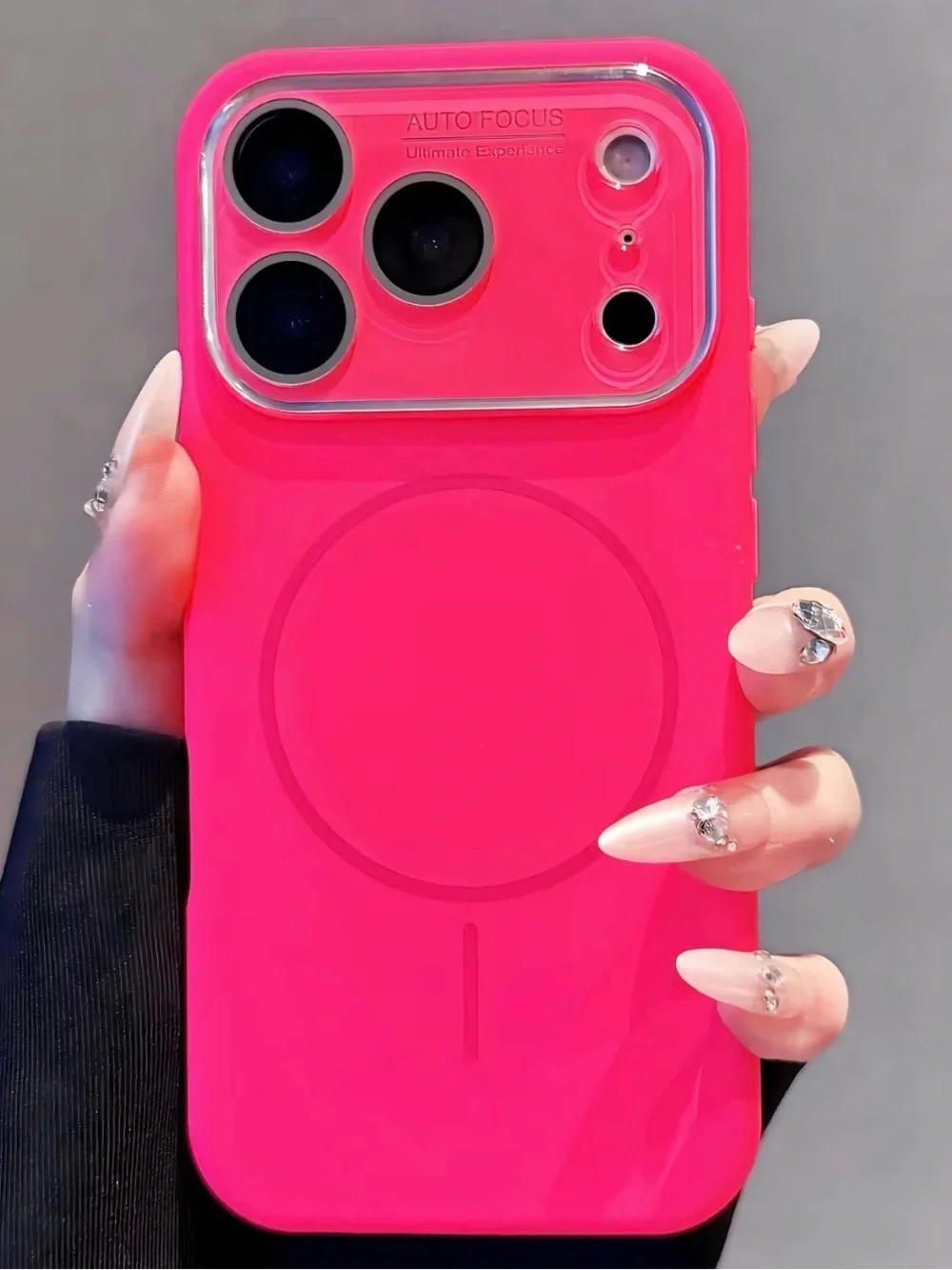 Hot Pink Silicone Matte Frosted Case with Protector for iPhone 17 Pro Max
